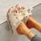 Cream White Fashion Casual Patchwork Frenulum Round Wedges Shoes
