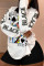 White Fashion Casual Print Basic O Neck Long Sleeve Plus Size Dresses