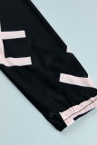 Black Casual Print Split Joint V Neck Straight Jumpsuits