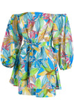 Multicolor Fashion Casual Floral Print Shorts Set