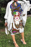 Ginger Fashion Casual Print Hollowed Out Half A Turtleneck Long Sleeve Dresses