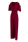 Burgundy Fashion Casual Solid Hollowed Out V Neck Regular Jumpsuits