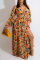 Colour Fashion Sexy Vacation Color Lump Print High Opening V Neck A Line Dresses