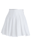 White Fashion Sexy Pleated Short Skirt