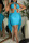Light Blue Sexy Solid Tassel Hollowed Out Split Joint Backless Halter Pencil Skirt Dresses