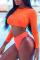 Tangerine Red Sexy Solid Patchwork See-through Swimwears