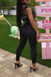 Black Sexy Solid Patchwork Strapless Skinny Jumpsuits