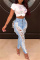 Dark Blue Fashion Casual Solid Ripped High Waist Skinny Denim Jeans