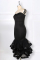 Black Sexy Solid Split Joint Strapless Trumpet Mermaid Dresses