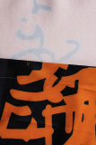 Azure Sexy Graffiti Print Long Sleeve V-Neck Shirt
