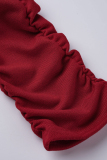Khaki Fashion Casual Solid Draw String Fold Turndown Collar Long Sleeve Two Pieces
