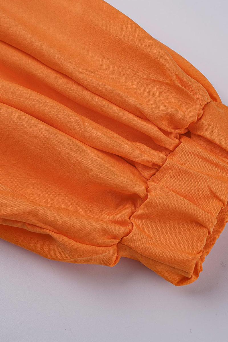 Wholesale Orange Sexy Casual Solid Backless Off the Shoulder Long ...