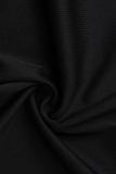 Black Fashion Casual Plus Size Solid Basic O Neck Short Sleeve Dress