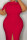Red Fashion Casual Solid Slit Beading Mandarin Collar Pencil Skirt Plus Size Dresses
