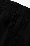 Black Fashion Casual Oblique Collar Long Sleeve Regular Sleeve Solid Plus Size Set