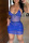 Blue Sexy Solid Patchwork See-through Spaghetti Strap Sleeveless Two Pieces