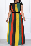 Black Red Sexy Print Hollowed Out Patchwork Stringy Selvedge O Neck Straight Dresses