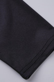 Black Casual Print Patchwork Asymmetrical O Neck Straight Plus Size Dresses