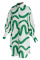 White Green Fashion Striped Print Patchwork Buckle Turndown Collar Shirt Dress Dresses