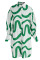 White Green Fashion Striped Print Patchwork Buckle Turndown Collar Shirt Dress Dresses