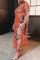 Tangerine Sexy Solid Hollowed Out Split Joint See-through Slit O Neck Straight Dresses
