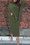 Orange Fashion Casual Solid Patchwork Slit Asymmetrical Turtleneck Long Sleeve Two Pieces