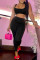 Black Sexy Casual Solid Vests Pants U Neck Sleeveless Two Pieces