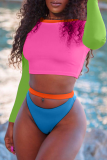 Green Sexy Vacation Solid Patchwork Swimwears