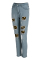 Baby Blue Fashion Casual Patchwork Leopard Ripped High Waist Skinny Denim Jeans
