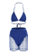 Blue Fashion Sexy Mesh Sequins Swimsuit Set