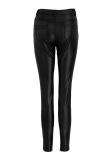 Black Fashion Casual Solid Basic Skinny High Waist Pencil Trousers