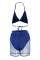 Blue Fashion Sexy Mesh Sequins Swimsuit Set