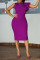 Purple Casual Elegant Solid Patchwork Flounce O Neck One Step Skirt Dresses