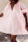 Pink Casual Plaid Patchwork V Neck Cake Skirt Dresses