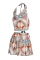 Orange Fashion Print Backless Strap Design Halter Sleeveless Two Pieces