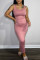 Pink Sexy Casual Solid Basic U Neck Vest Dress