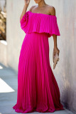 Nude Pink Fashion Celebrities Solid Patchwork Off the Shoulder A Line Dresses