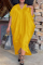 Yellow Fashion Casual Plus Size Solid Asymmetrical V Neck Short Sleeve Dress