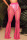 Rose Red Sexy Solid Hollowed Out Split Joint Straight High Waist Straight Solid Color Bottoms