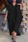 Black Fashion Casual Plus Size Solid Asymmetrical V Neck Short Sleeve Dress