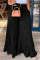 Black Fashion Casual Solid Fold Regular High Waist Wide Leg Trousers