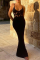 Black Sexy Solid Hollowed Out Spaghetti Strap Trumpet Mermaid Dresses