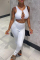 White Sexy Casual Solid Vests Pants O Neck Sleeveless Two Pieces