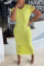 Yellow Casual Solid Ripped Split Joint O Neck Straight Dresses