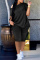 Black Fashion Casual Solid Basic Oblique Collar Short Sleeve Two Pieces