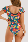Multicolor Fashion Sexy Print Backless Swimwears