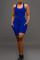 Blue Casual Sportswear Print Patchwork U Neck Sleeveless Two Pieces