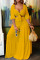 Yellow Casual Solid Bandage Patchwork V Neck Half Sleeve Two Pieces