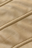 Khaki Sexy Solid Patchwork Pocket Asymmetrical Zipper U Neck Sleeveless Two Pieces