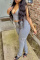 Grey Sexy Casual Solid Vests Pants V Neck Sleeveless Two Pieces